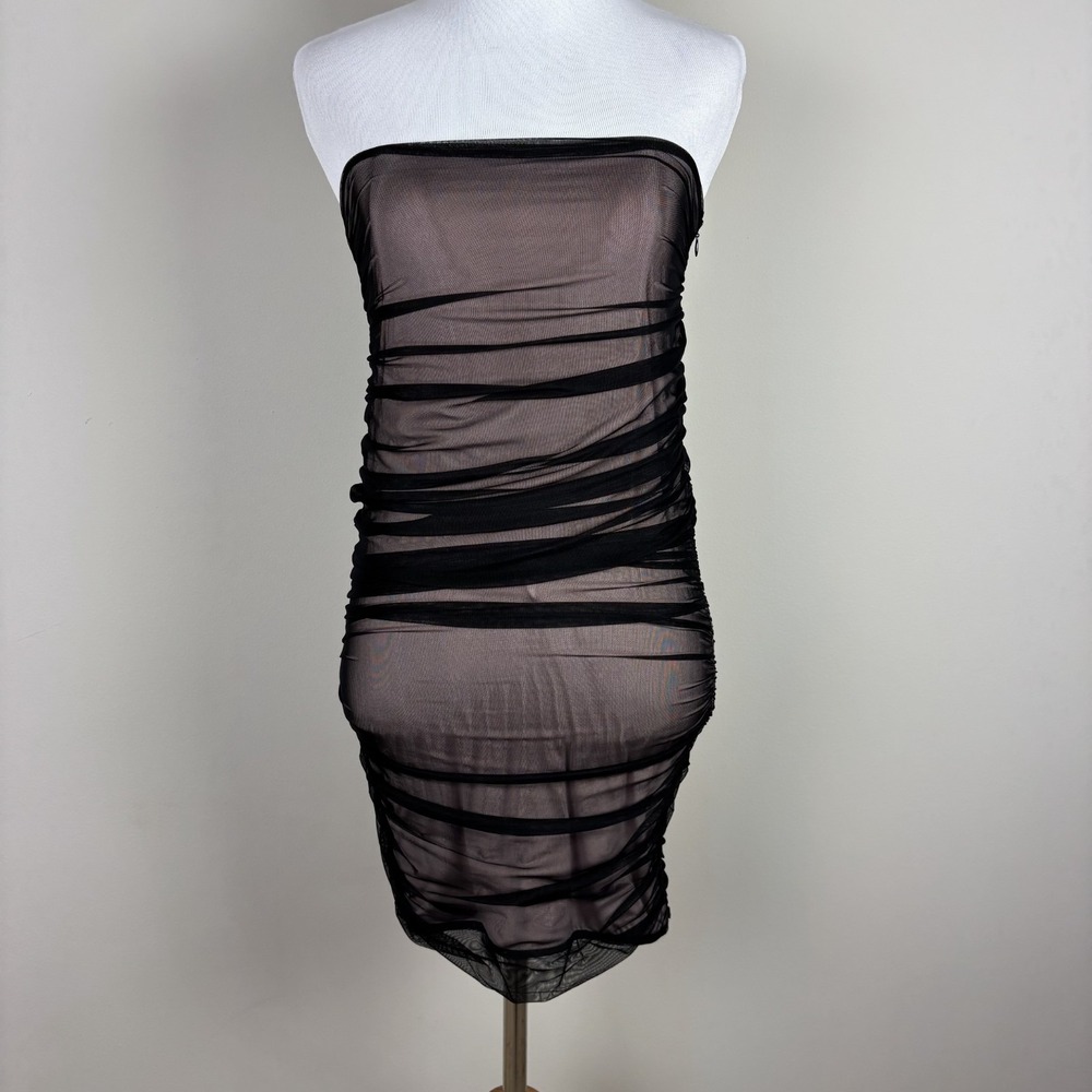 House Of CB London Dress Small Black Strapless‎ Mini Bodycon Cocktail Whimsigoth